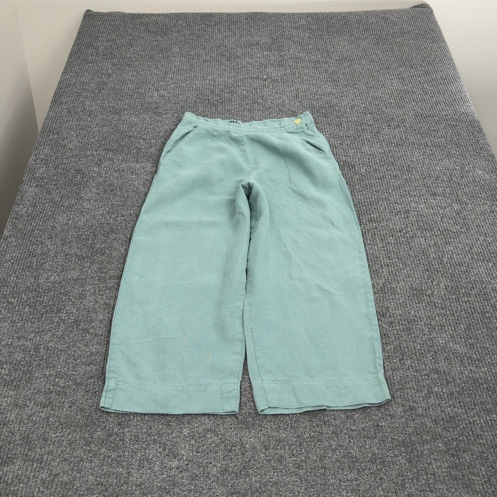 Vintage Gap Pants Womens 6 Green Linen Wide Leg High Rise Cropped Coastal Casual